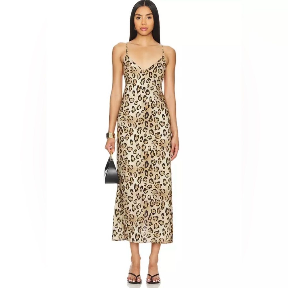 PQ Revolve Amelia Slip Leopard Strappy Dress Swimsuit CoverUp size XS/S $154 NEW